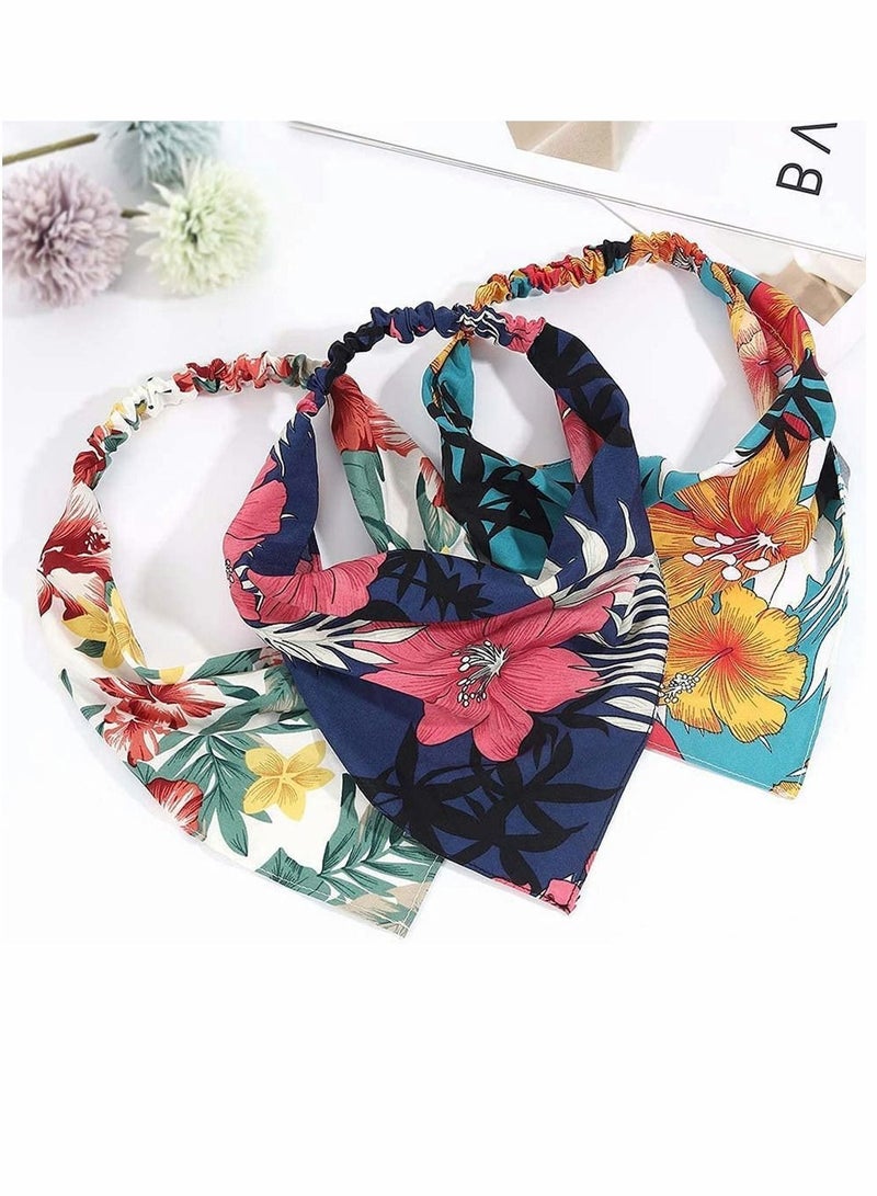 إسكدنيا 3 Pcs Floral Elastic Hair Scarf Headband for Ladies Tie Dye Bandana Accessories Girls Soft Stretch Girl Headbands Boho Bandanas Scarves - Image 4