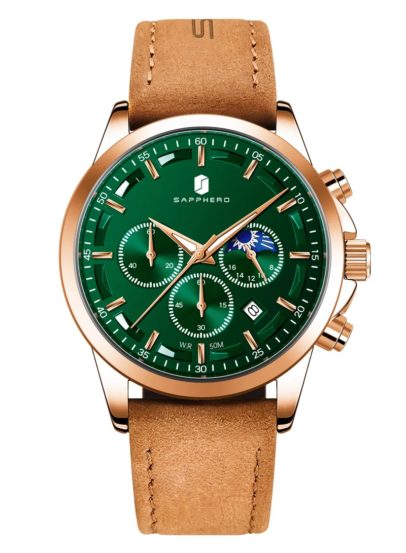 Sapphero  Watches for Men Analog Watch Mens Watches Waterproof Watch Silver Watch Quartz Chronograph Date Men's Wrist Watches Stainless Steel Casual Luxury Gifts for Men Unique Mens Dress Watch for Men | Best Price UAE