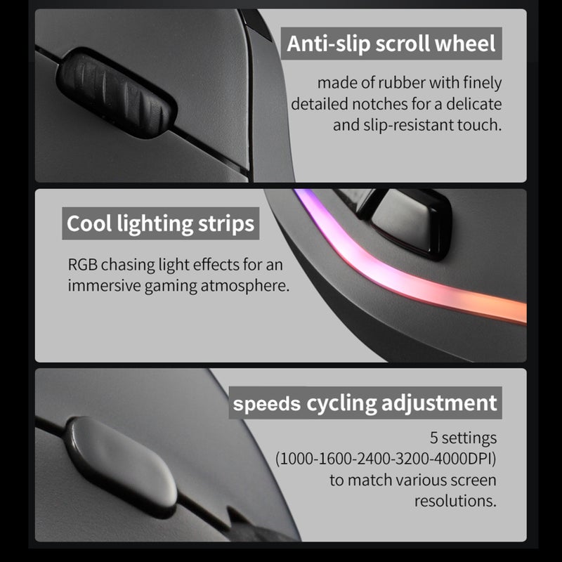 ZELOTES 2.4G Wireless Mice Vertical Ergonomic Optical Indicator 3-Modes Connectivity Rechargeable BT Computer Mice with OLED Display - Image 4