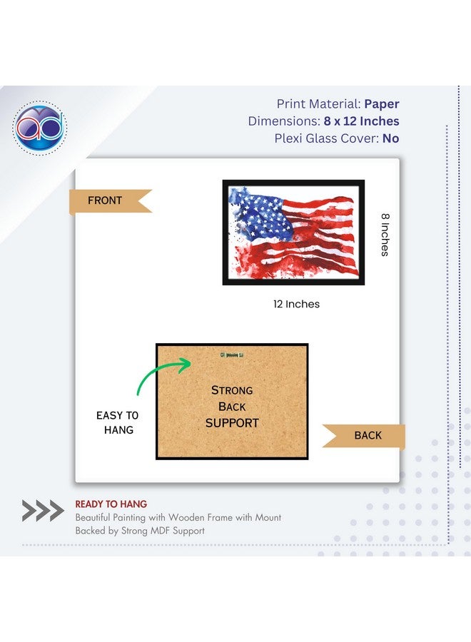 Mad Masters American Flag US Painting Aesthetic Hanging Photo Frame Decorative Item Home Decoration and Wall Decor for Living Room and Bedroom (MM 1739, 8x12 Inch, Paper, Without Plexi Glass) - Image 2