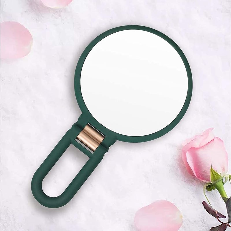 ELECDON Magnifying Hand Held Mirror, Double Side Folding Hand Mirror for Women with Adjustable Handle, Travel Table Desk Shaving Bathroom Cosmetic Mirrors Handheld Portable for Travel 1X 15X (Green) - Image 5
