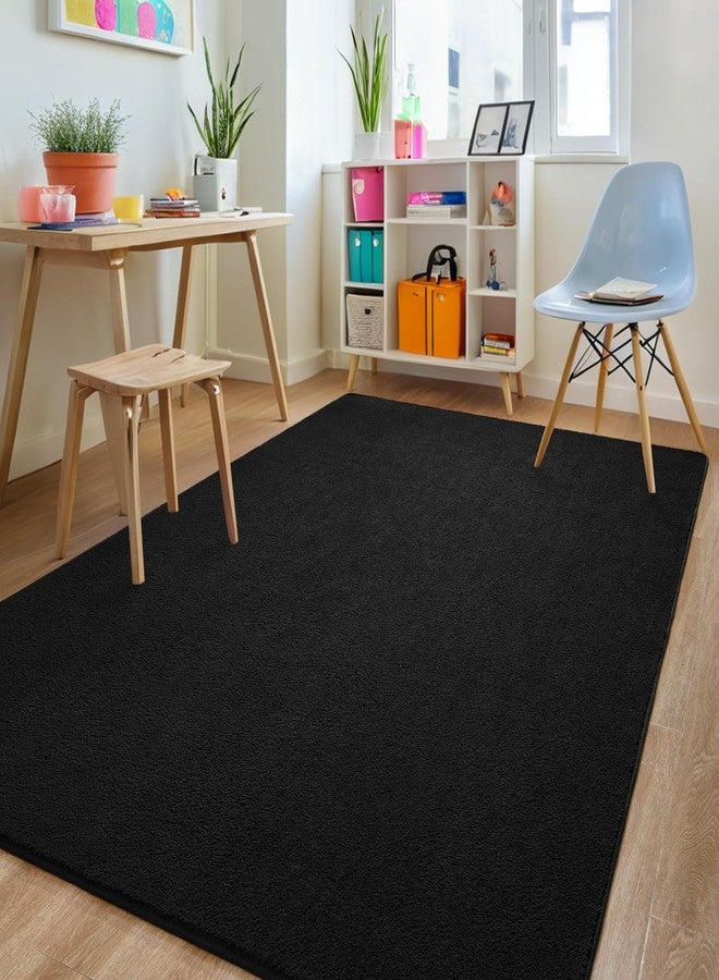 FALARK Rugs for Bedroom Living Room, 4x6 ft Black Area Rug, Washable Memory Foam Indoor Carpet, Modern Aesthetic Minimalist Non-Slip Carpets for Boys Girls Adults Home Decor - Image 4