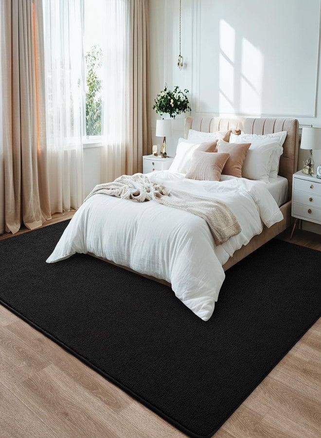 FALARK Rugs for Bedroom Living Room, 4x6 ft Black Area Rug, Washable Memory Foam Indoor Carpet, Modern Aesthetic Minimalist Non-Slip Carpets for Boys Girls Adults Home Decor - Image 2