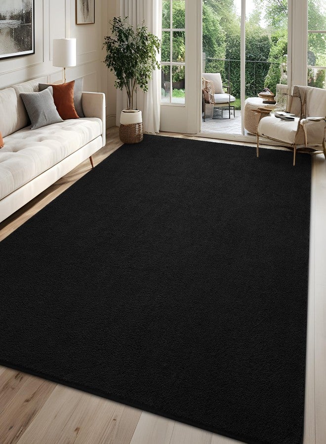 FALARK Rugs for Bedroom Living Room, 4x6 ft Black Area Rug, Washable Memory Foam Indoor Carpet, Modern Aesthetic Minimalist Non-Slip Carpets for Boys Girls Adults Home Decor - Image 3