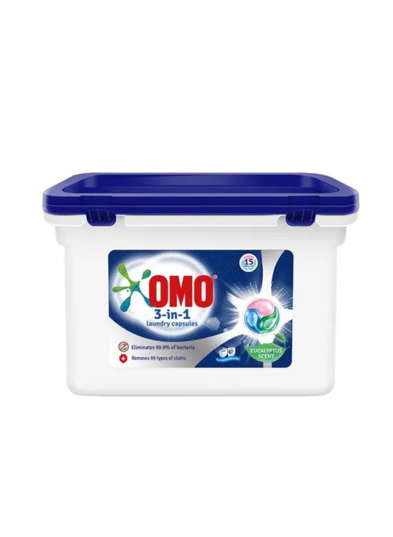 Omo 3-In-1 Eucalyptus Scent Removes Stains Laundry Capsules 225g 68411961