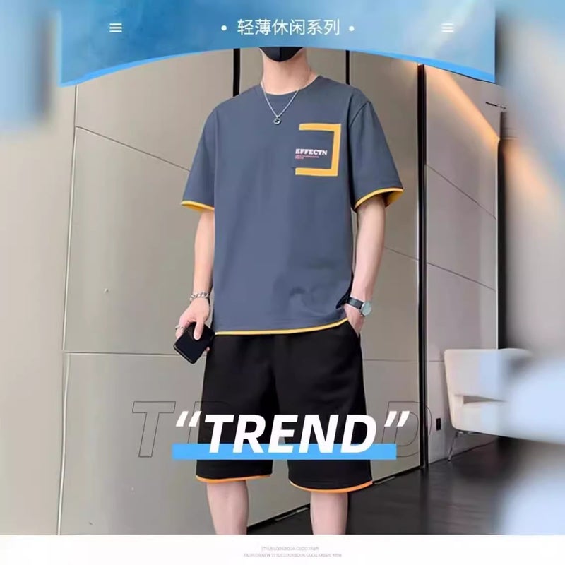 American Sportswear Suit Men'S Summer Short-Sleeved T-Shirt Basketball Clothes Casual Shorts Two-Piece Korean Fashionable 2024 - Image 5