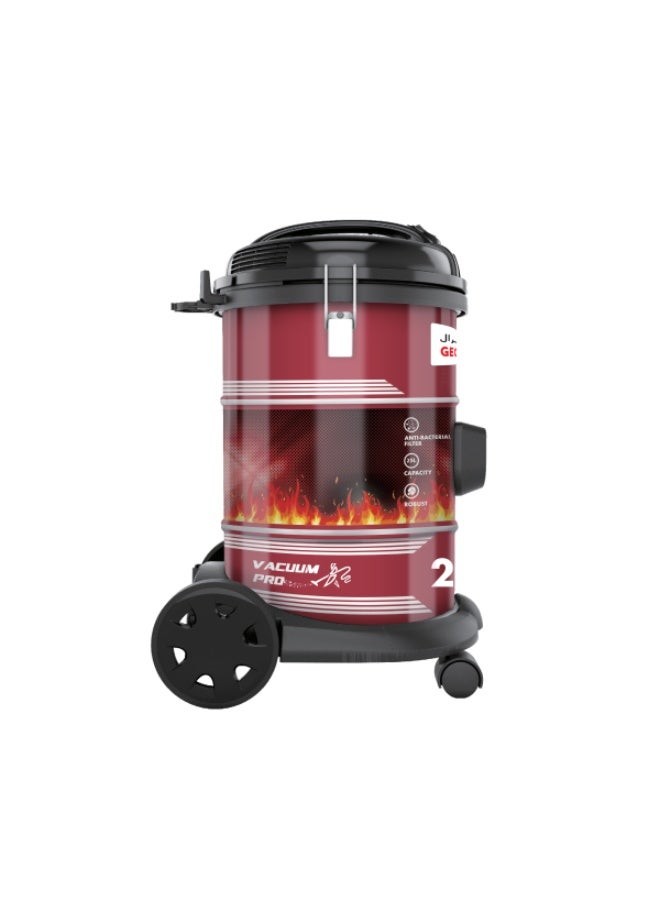 GEO GENERAL Vacuum Pro 2300 Drum Vacuum Cleaner, 25L Large Capacity, Anti-Bacterial Filtration, Telescopic Handle & Wheeled Base – Powerful Red & Black Home & Workshop Cleaning Machine - Image 3