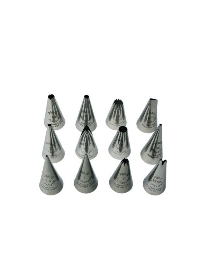 PME Supatube Stainless Steel Cake Decorating Tips, Set Of 12, Standard, Silver  - Image 2
