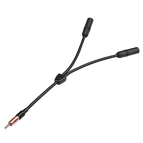 Bingfu Car FM AM Antenna Splitter Adapter Cable, DIN Male to 2 Female Connector for Vehicle Truck SUV Stereo Head Unit Receiver - DIN 1 to 2 Female Antenna Extension Adapter - Image 1