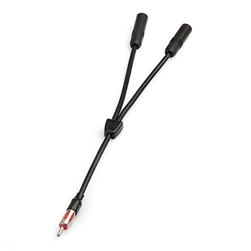Bingfu Car FM AM Antenna Splitter Adapter Cable, DIN Male to 2 Female Connector for Vehicle Truck SUV Stereo Head Unit Receiver - DIN 1 to 2 Female Antenna Extension Adapter - Image 2