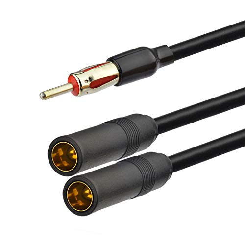Bingfu Car FM AM Antenna Splitter Adapter Cable, DIN Male to 2 Female Connector for Vehicle Truck SUV Stereo Head Unit Receiver - DIN 1 to 2 Female Antenna Extension Adapter - Image 5