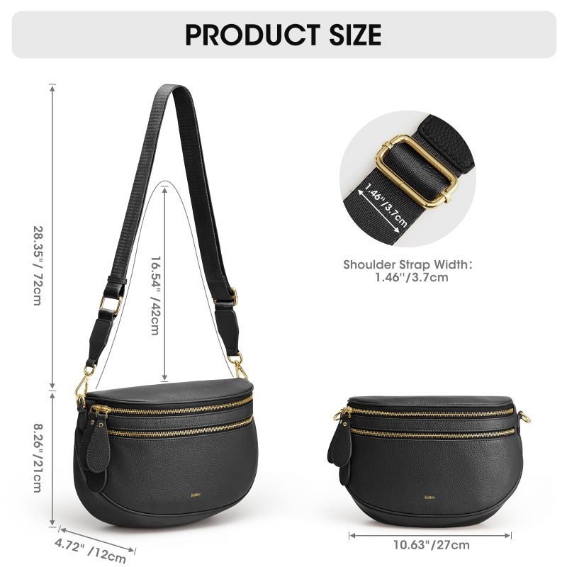 Kattee Crossbody Bag Bum Bags for Women, Leather Fanny Packs Belt Bag, Spacious Sling Purses for Women with RFID Blocking, Black - Image 5