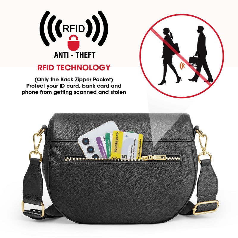 Kattee Crossbody Bag Bum Bags for Women, Leather Fanny Packs Belt Bag, Spacious Sling Purses for Women with RFID Blocking, Black - Image 4