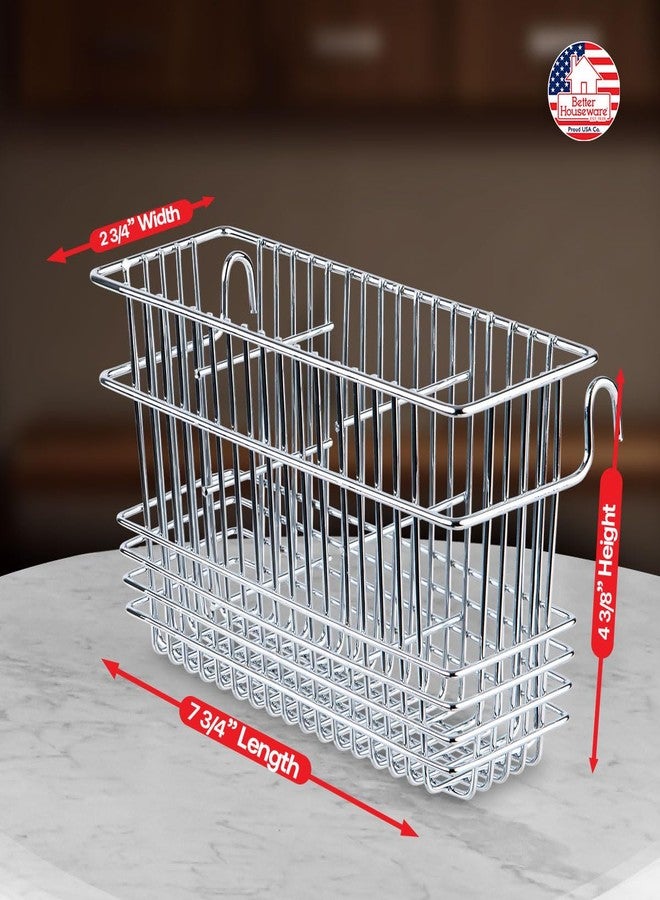 Better Houseware Silverware Utensil Drying Rack Holder Basket for Spoons & Chopsticks Silverware Caddy Silverware Drying Basket Silverware Drainer Basket (3 Compartments, Chrome) - Image 3