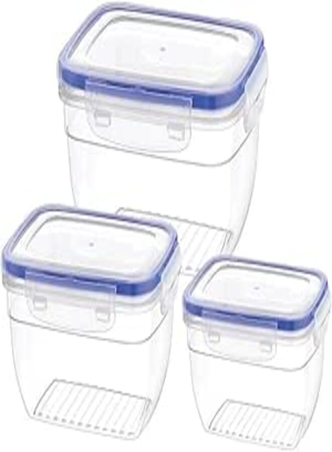 Bager Cook&Lock Rectangular Storage Container (575+1050+1850 Ml) (Deep), Transparent