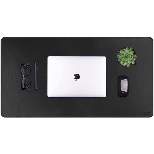 V-CUBE Designs Premium Vegan Leather Desk Mat 75X40cm 2.4mm Thick&Padded|Laptop Mat/Extended Mouse Pad/Stitched, Reversible, Sturdy Deskspread | High Tear/Peel Strength|Anti-Slip,Splash-Proof| Black - Image 1