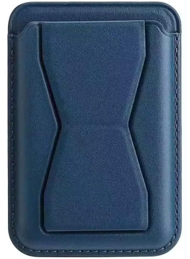 Magnetic Phone, Card Holder, with Kickstand, Leather Phone Stick on Wallet for iPhone Ultra Think Card Holder for Back of Phone Removable Secure Phone Wallet (Blue) - Image 1