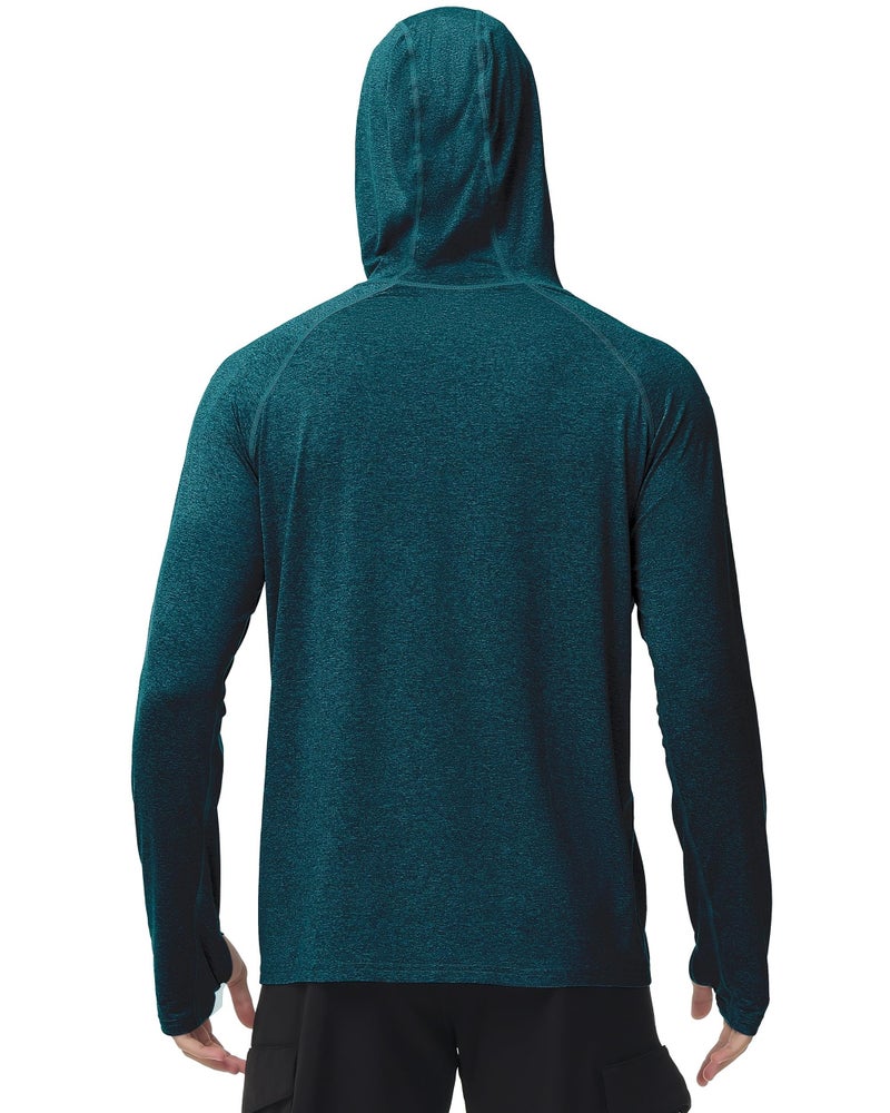 Roadbox Mens UPF 50+ Fishing Swim Shirt - Long Sleeve Sun Shirts Rashguard Running Hiking Beach Workout Hooded Shirt with Thumbhole - Image 3