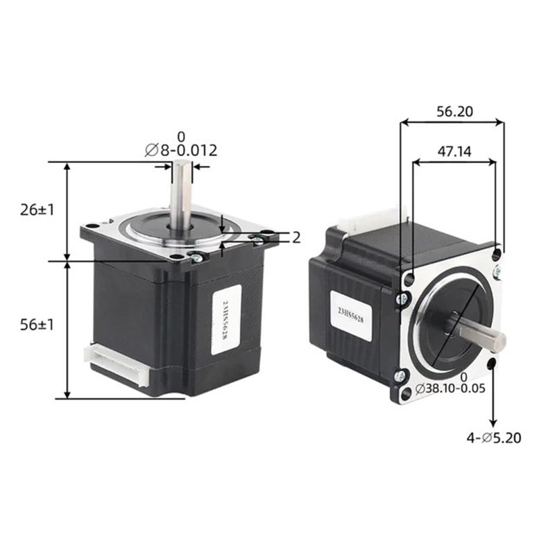 محرك خطوي Nema23 57 2.8A 4 أسلاك عمود 8 مم لقطع CNC بالبلازما والرغوة - Image 3