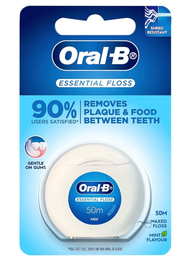 Oral-B Essential Waxed Shred Resistant Dental Floss Mint 50meter - Image 1