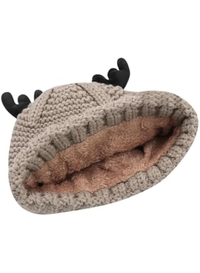 Cute Reindeer Moose Hat Winter Warm Knitted Beanie Cap  Antler Beanie Ski Skull Cap for Women Men  - Image 2