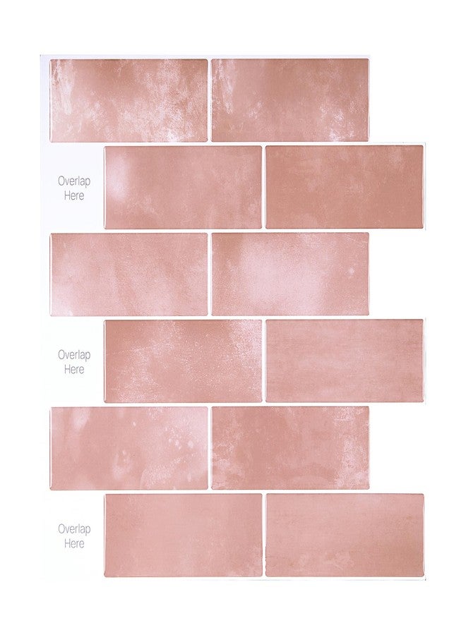 Wallercity Glossy Marble Pink Peel and Stick Backsplash 3D Self Adhesive Subway Tile Stickers for Bathroom Stick on Backsplash Tiles for Kitchen Laundry Vinyl Shiny Marble Tiles for Walls 10-Sheets - Image 4