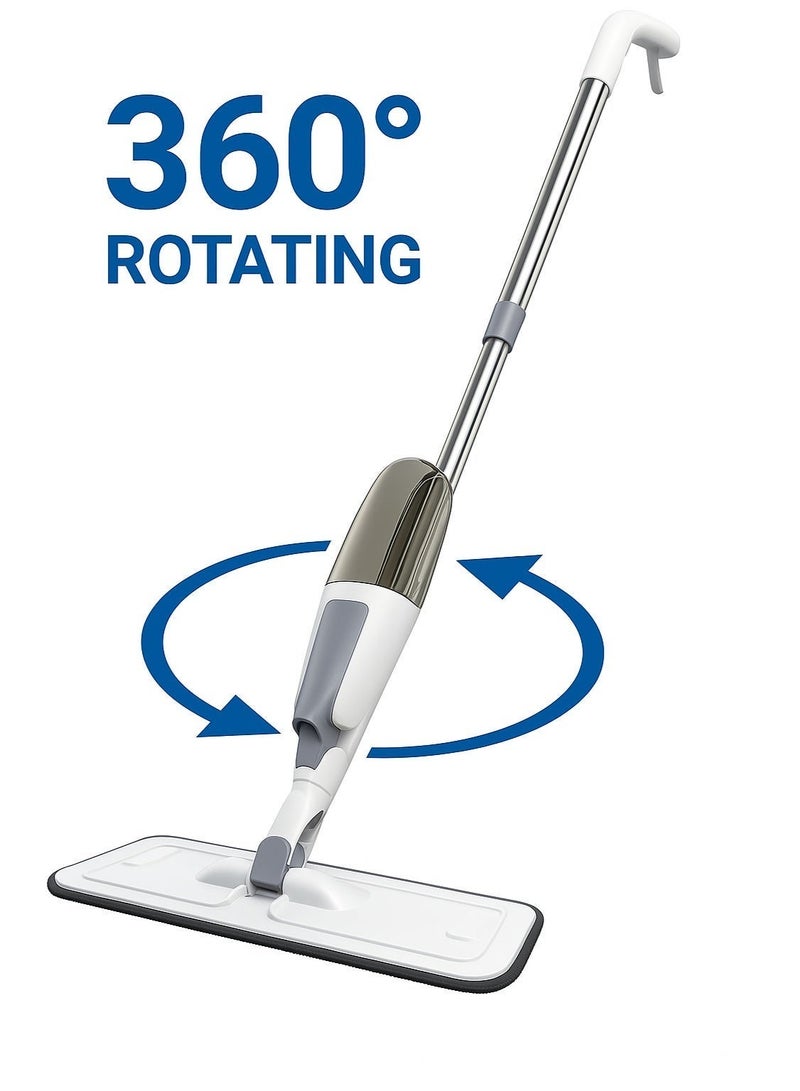 Mop Premium Spray Mop with Refillable Bottle & Microfiber Pad | Floor Cleaning Mop for Home, Kitchen & Office | 360° Rotating Head | Lightweight & Easy to Use – Grey & White - Image 4