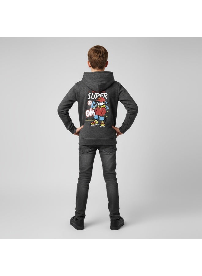 Caesar boys hoodie with hood and prints on the back and chest - Image 2