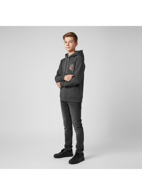 هودي أولادي  مزود بغطاء للرأس وطباعات علي الضهر والصدر