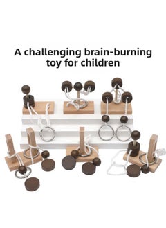 Wooden Topology Unleash Rope Toy Column Unleash Rope Series Unleash Unlock Toy Fun Kongming Lock Luban Lock-Color:Choose Any 7 Items And Place An Order
