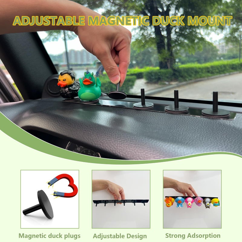 ROMASO Duck Holders,Magnetic Duck Plugs for Jeep Dashboard,Holds up to 12 Ducks Display,Adjustable Mount,Black (Does Not Include Rubber Ducks) - Image 2