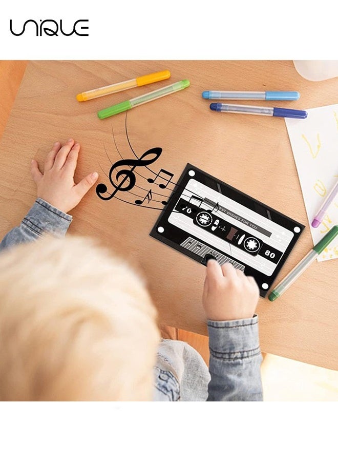 يونيك بطاقة تهنئة صوتية - بطاقة صوت قابلة للتسجيل مخصصة لمدة 60 ثانية مع تشغيل مدمج - بطاقة صوت ناطقة بأسلوب قديم لأعياد الميلاد والزفاف والمناسبات الخاصة - أسود - Image 5