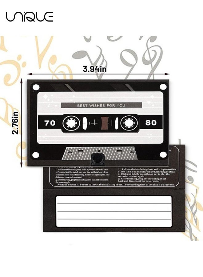 يونيك بطاقة تهنئة صوتية - بطاقة صوت قابلة للتسجيل مخصصة لمدة 60 ثانية مع تشغيل مدمج - بطاقة صوت ناطقة بأسلوب قديم لأعياد الميلاد والزفاف والمناسبات الخاصة - أسود - Image 2