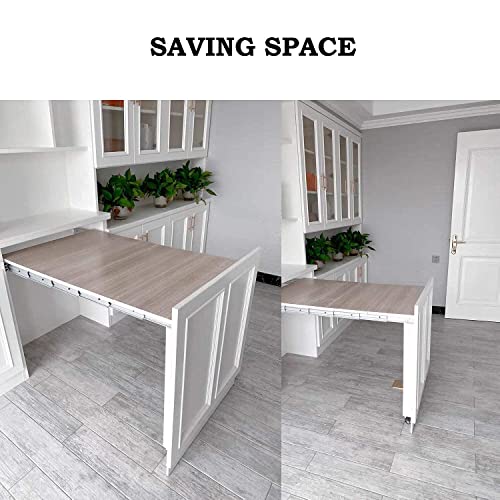 uyoyous Full Extension Table Slide, 50 Inch Heavy Duty Aluminum Sliding Rail with Wheels, Width Adjustable Cabinet Extension Slides Set for Kitchen Island Counter, Load 160 lbs - Image 2