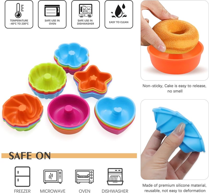 To encounter 24Pack Silicone Molds, Nonstick 2 3/4 inches Donut Mold, Silicone Baking Cups, Donut Pan, Muffin, Jello, Bagel Pan, Oven- Microwave- Dishwasher Safe - Image 4
