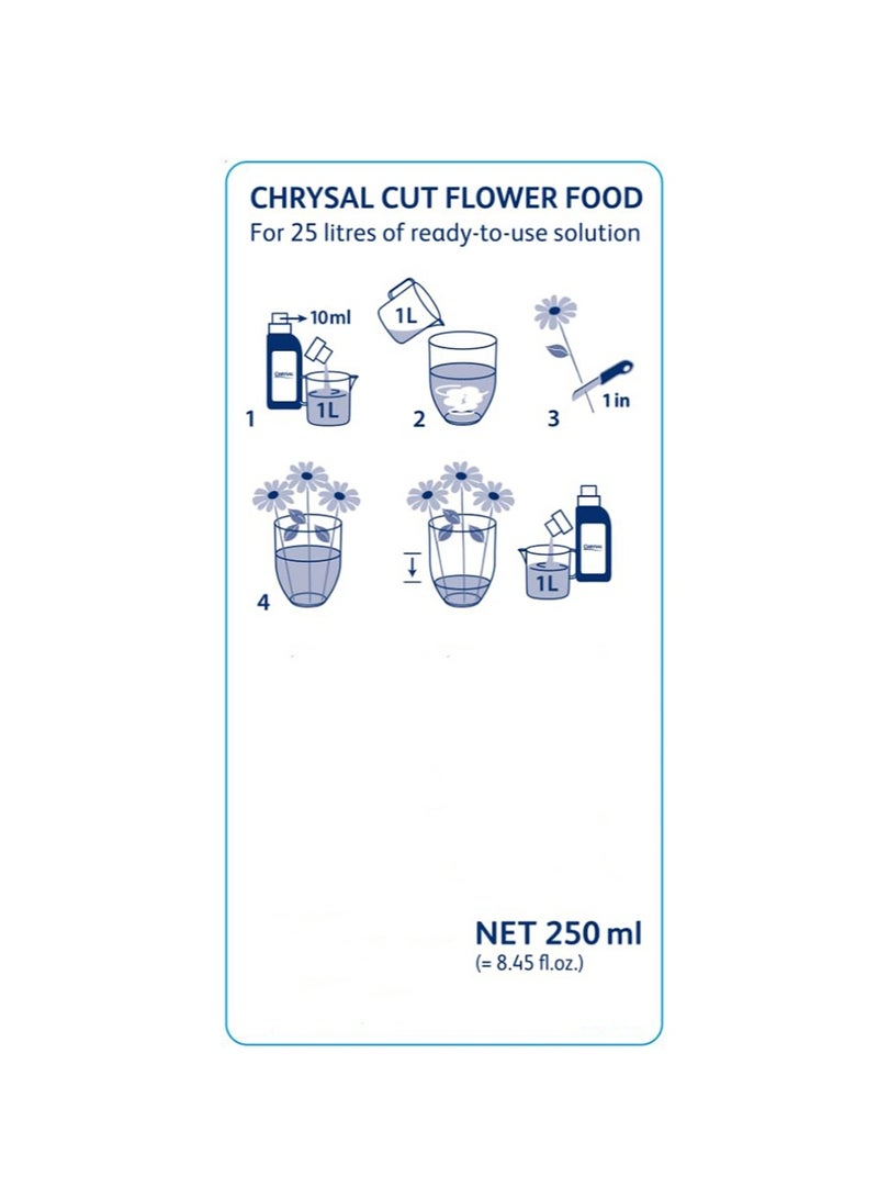 كريسال غذاء سائل للزهور، تركيبة مركزة شفافة لتنسيقات الزهور وباقات الزهور، يُخلط بالماء، مثالي لمستلزمات محلات الزهور والاستخدام المنزلي، زجاجة 250 مل (عبوة واحدة) - Image 2
