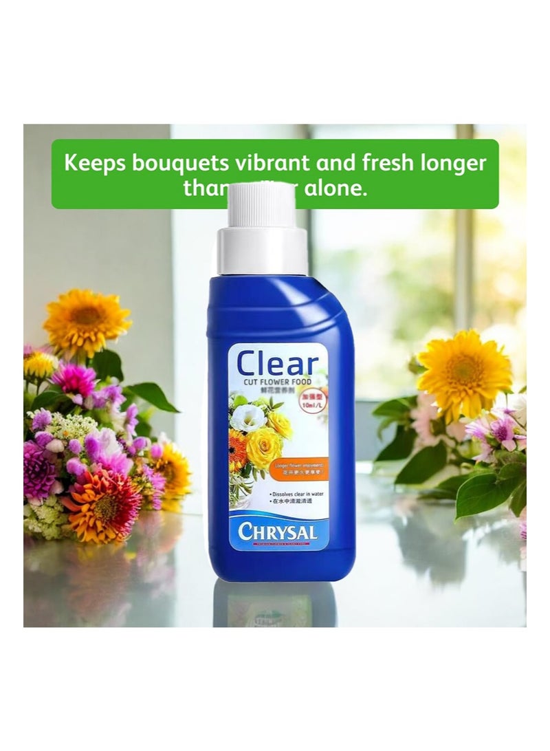 كريسال غذاء سائل للزهور، تركيبة مركزة شفافة لتنسيقات الزهور وباقات الزهور، يُخلط بالماء، مثالي لمستلزمات محلات الزهور والاستخدام المنزلي، زجاجة 250 مل (عبوة واحدة) - Image 3