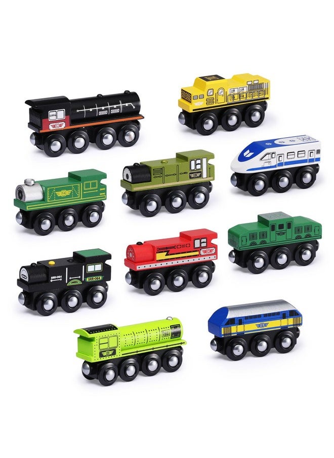 SainSmart Jr. SainSmart Jr. Wooden Train Set Accessories, Magnetic Toy Car Set (10 PCS), Compatible with All Major Brands, Gift for Toddlers, Boys, and Girls Aged 3+  - Image 1