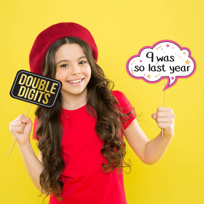 Sterling James Co. 10th Birthday Photo Booth Party Props - 40 Pieces - Funny 10th Birthday Party Supplies, Decorations and Favors - Image 5