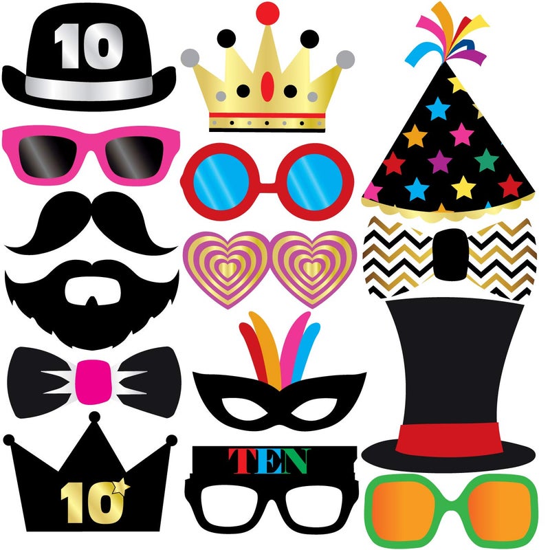 Sterling James Co. 10th Birthday Photo Booth Party Props - 40 Pieces - Funny 10th Birthday Party Supplies, Decorations and Favors - Image 4