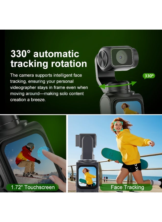 أور لايف كاميرات محمولة بدقة 4K بتقنية POV، كاميرا تصوير فيديو مع عدسة دوارة 330 درجة، كاميرا جيبية مزودة بخاصية التتبع الذكي، كاميرا تصوير فيديو جيمبال مع تسجيل صوتي وفيديو، تسجيل سهل بضغطة زر واحدة - Image 3