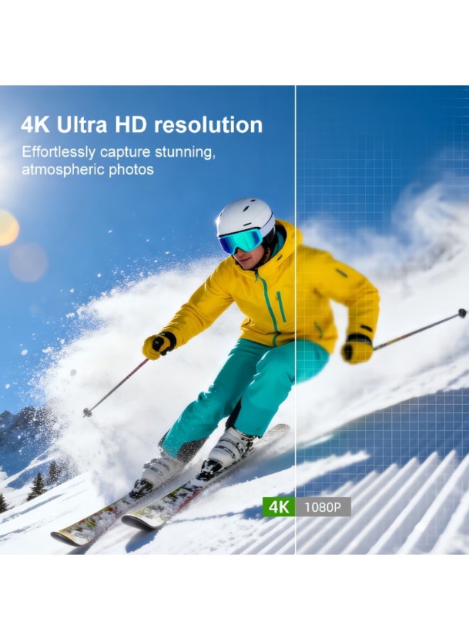 أور لايف كاميرات محمولة بدقة 4K بتقنية POV، كاميرا تصوير فيديو مع عدسة دوارة 330 درجة، كاميرا جيبية مزودة بخاصية التتبع الذكي، كاميرا تصوير فيديو جيمبال مع تسجيل صوتي وفيديو، تسجيل سهل بضغطة زر واحدة - Image 5