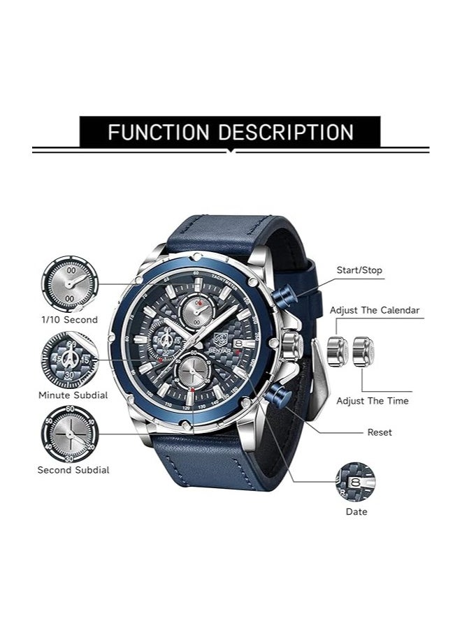 BENYAR Watches for Men Chronograph Quartz Men Watches Gift for Men 5167SIBU  - Image 3