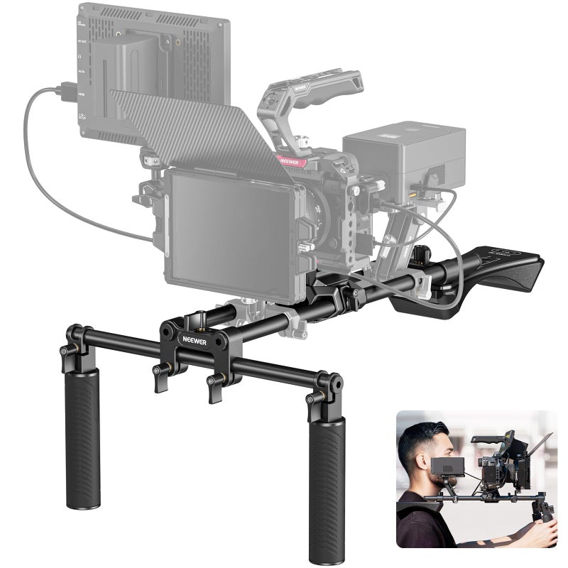Neewer NEEWER Shoulder Mount Video Rig with Arca Quick Release Dslr Camera & Camcorder Mounting, Dual Handles 15mm Rods (16"/40cm), Filmmaking Video Stabilizer Compatible with SmallRig Follow Focus, SR007  - Image 1