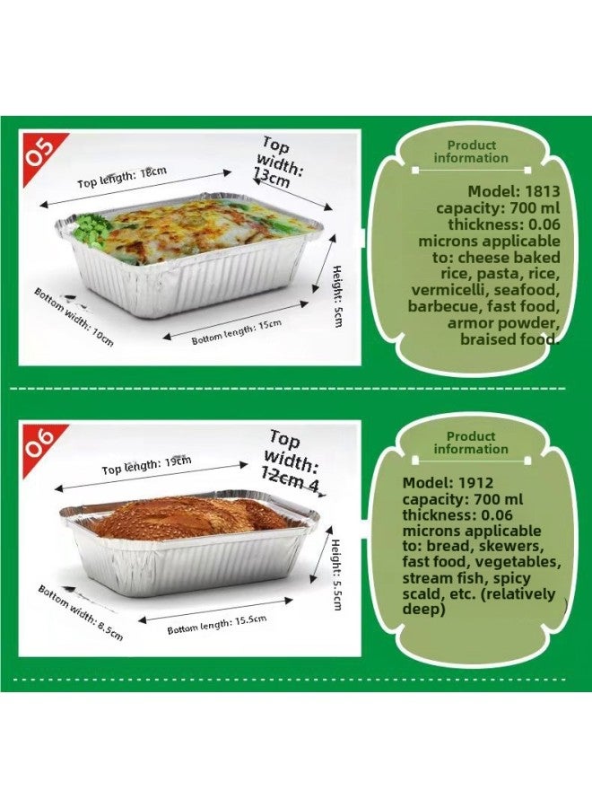 Tin Paper Box Disposable Aluminum Foil Box Disposable Lunch Box Aluminum Foil Packing Box Thickened Rectangular Barbecue Packing Box-Color:Box + Aluminum Coated Paper Cover-Specifications:1711 - Image 4