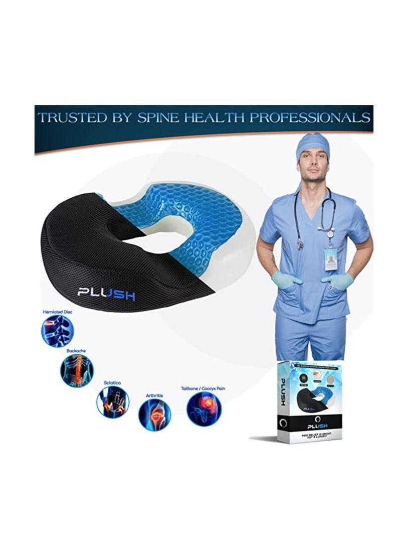 Plush Creative Planet Plush Donut Gel Seat Cushion for Office, Cool Memory Foam Pillow for Tailbone Hemorrhoids, Sores, Prostate, Coccyx, Sciatica, Pregnancy.  - Image 2