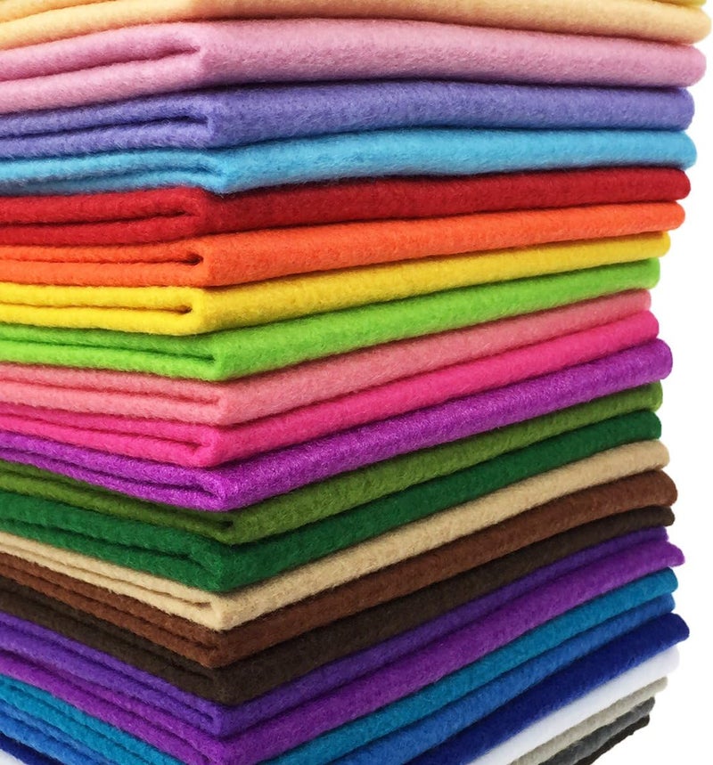 flic-flac 28pcs 8 x 8 inches (20cmx20cm) 1.4mm Thick Soft Felt Fabric Sheet Assorted Color Felt Pack DIY Craft Sewing Squares Nonwoven Patchwork - Image 2