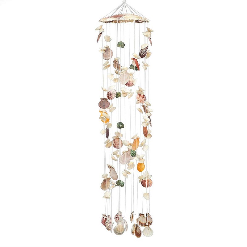 laddawan Colorful Spiral Shape Seashell Wind Chimes for Indoor or Outdoor (Rope and Shell) - Image 1