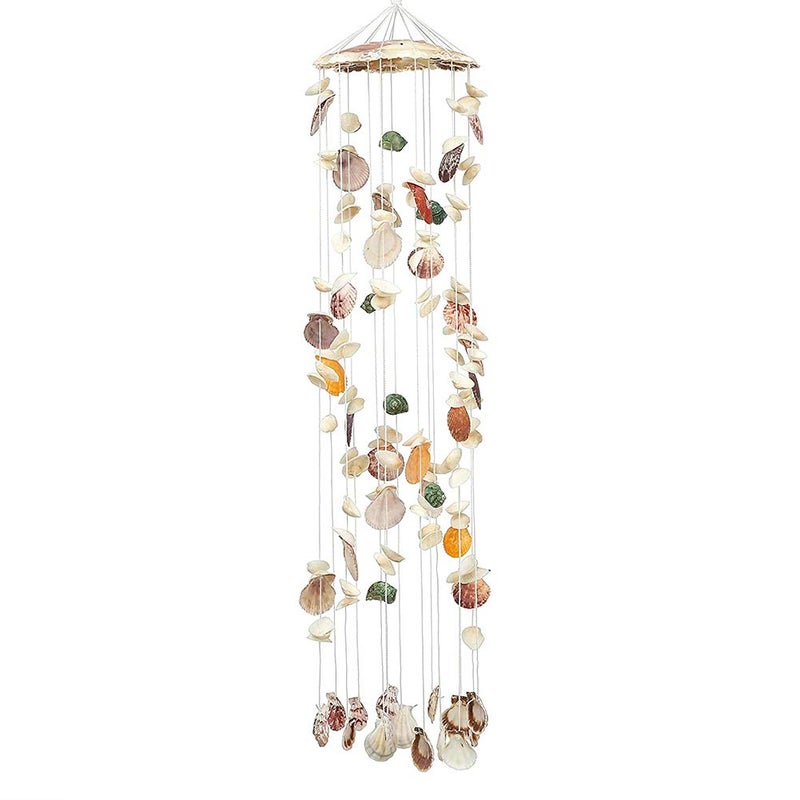 laddawan Colorful Spiral Shape Seashell Wind Chimes for Indoor or Outdoor (Rope and Shell) - Image 2
