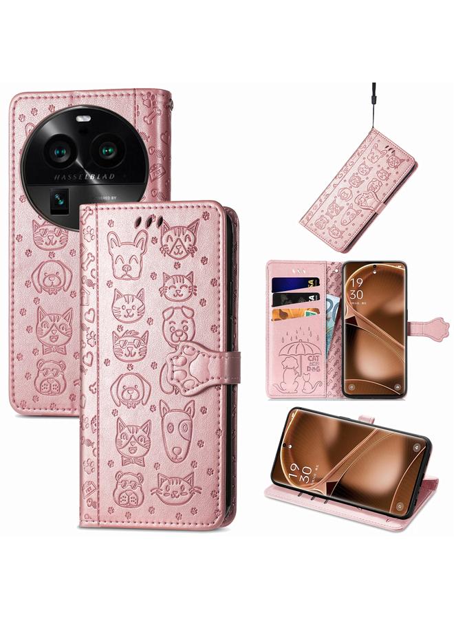 S-TOP Case For OPPO Find X6 Pro Cat and Dog Embossed Leather Phone Case - Image 1